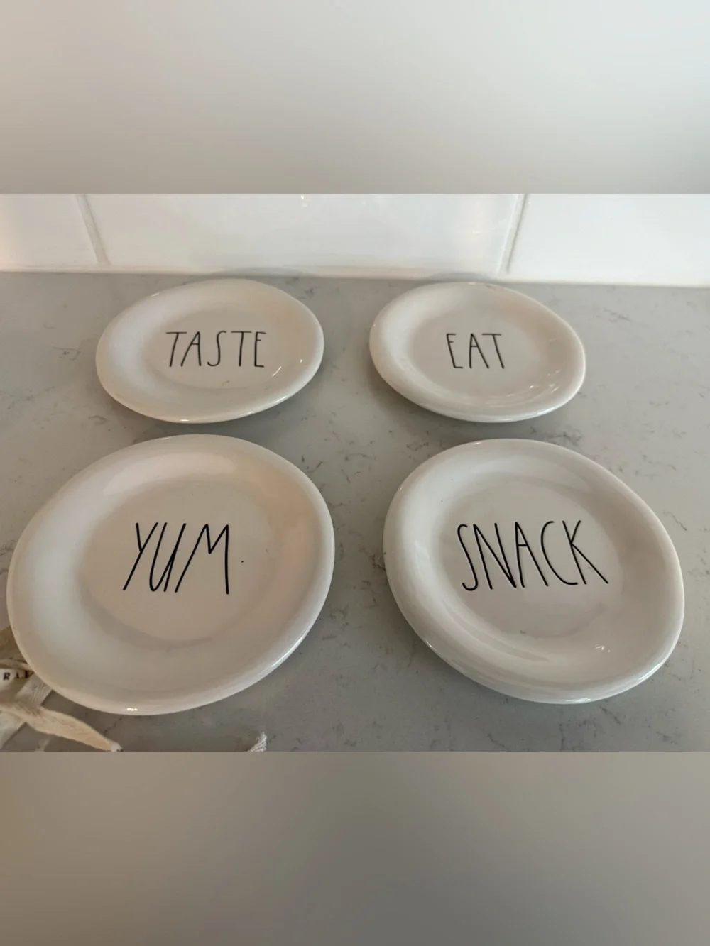 RAE DUNN Set of 4 Ceramic Snack Plates